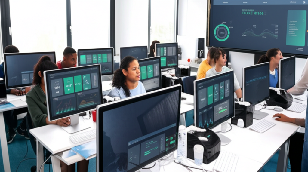 Executive training session with diverse professionals